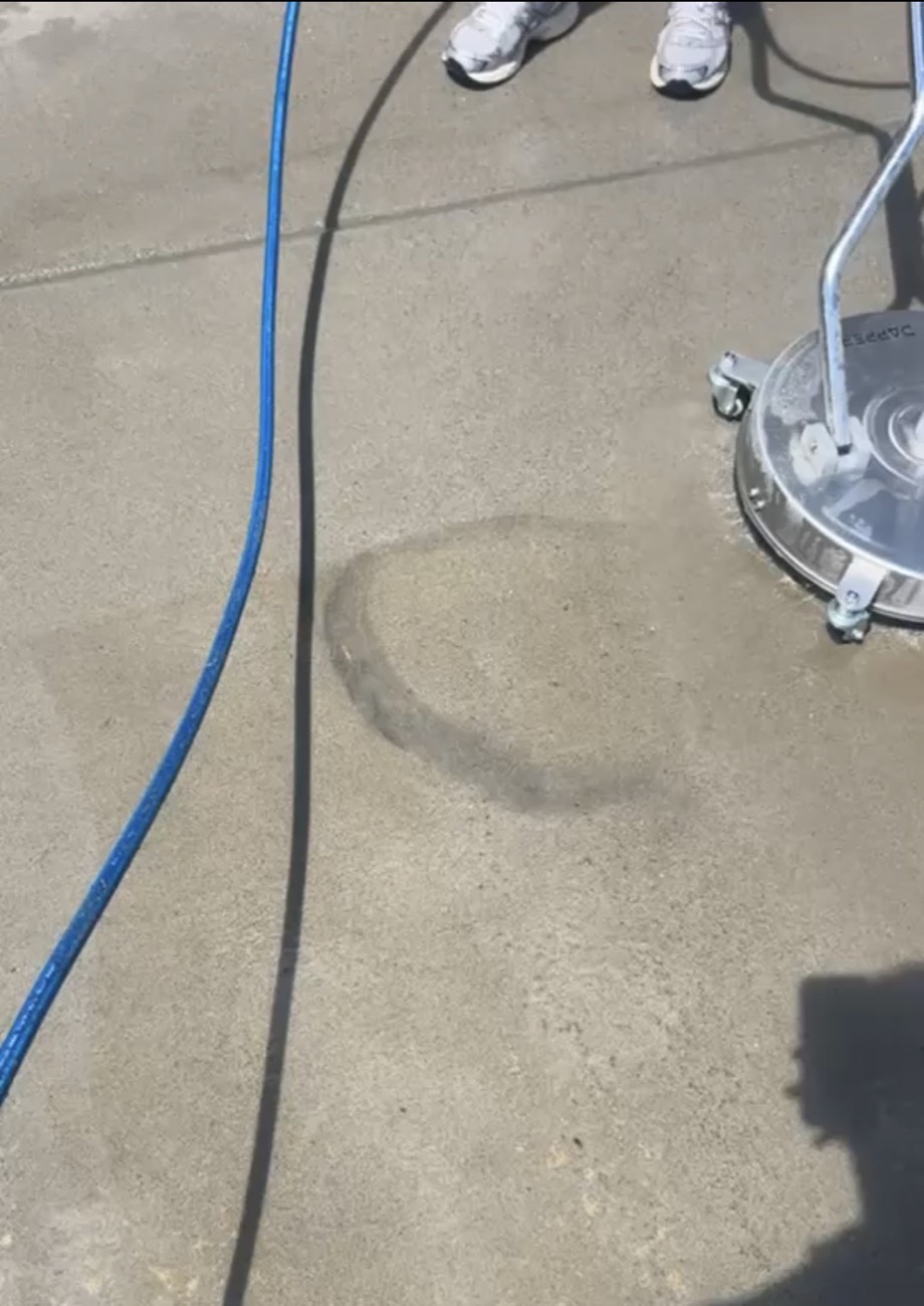 Concrete before cleaning — dirty and stained