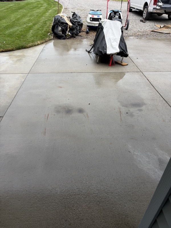 Concrete driveway after surface cleaning
